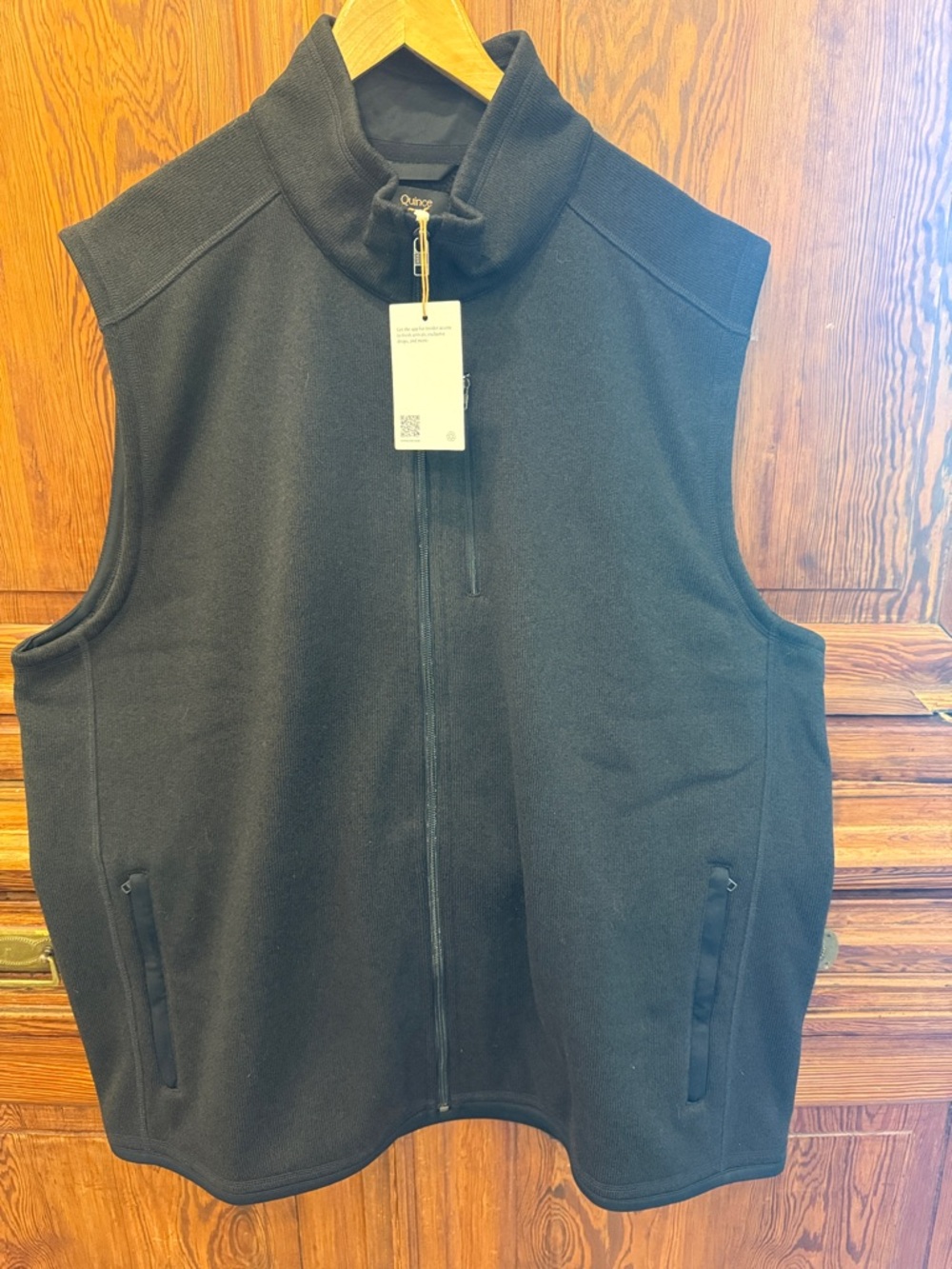 NWT Quince Sweater Knit Fleece Black Full Zip-Up Vest - XXL (147)